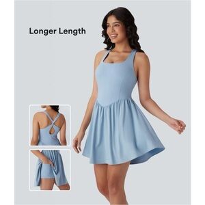 NEW Halara Breezeful Corset 2-1 Lined Dress M Blue